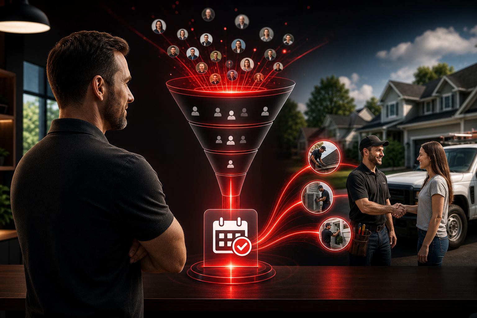 Local service business website funnel turning visitors into booked customer appointments