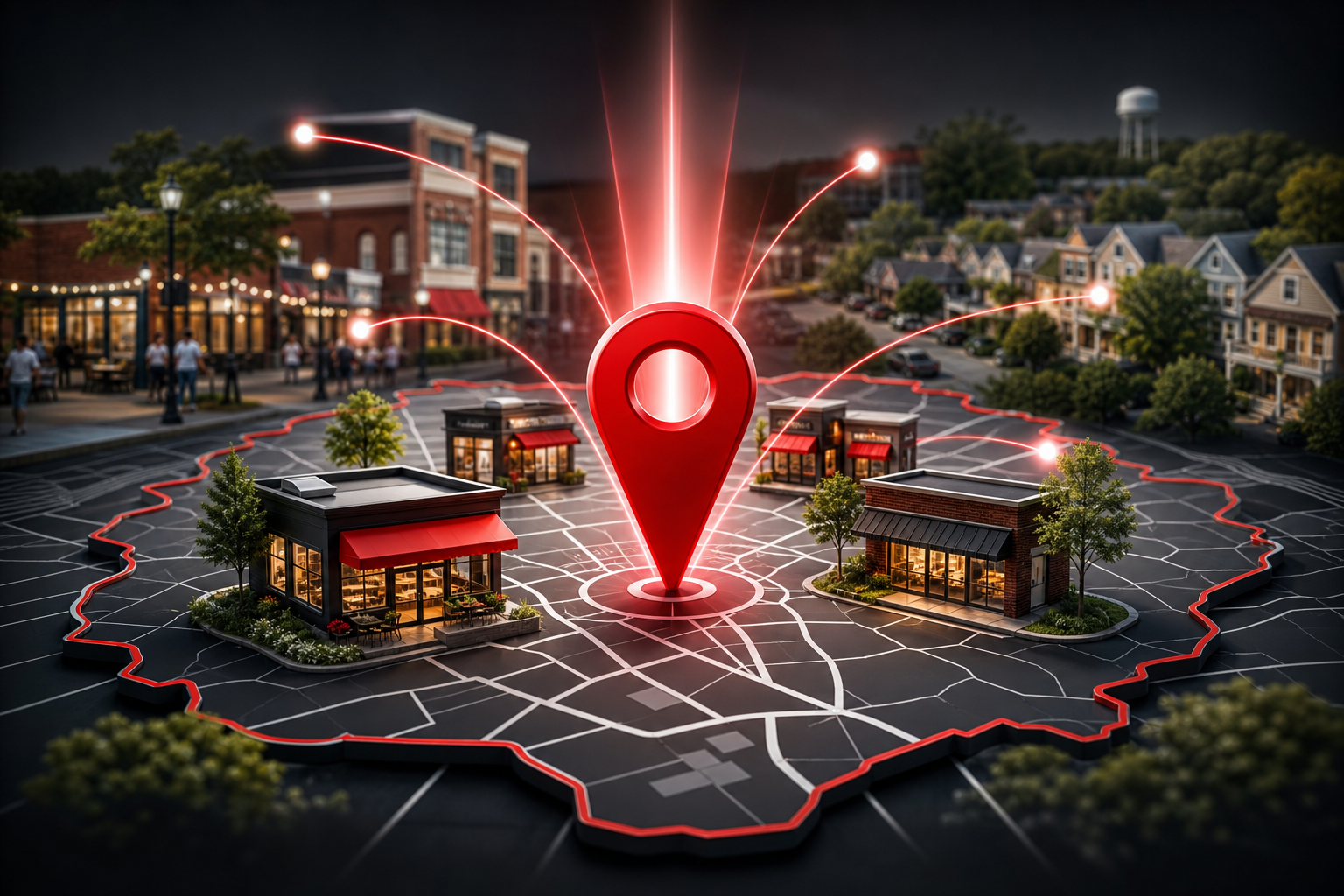 Local SEO map connecting Apex businesses with nearby customers