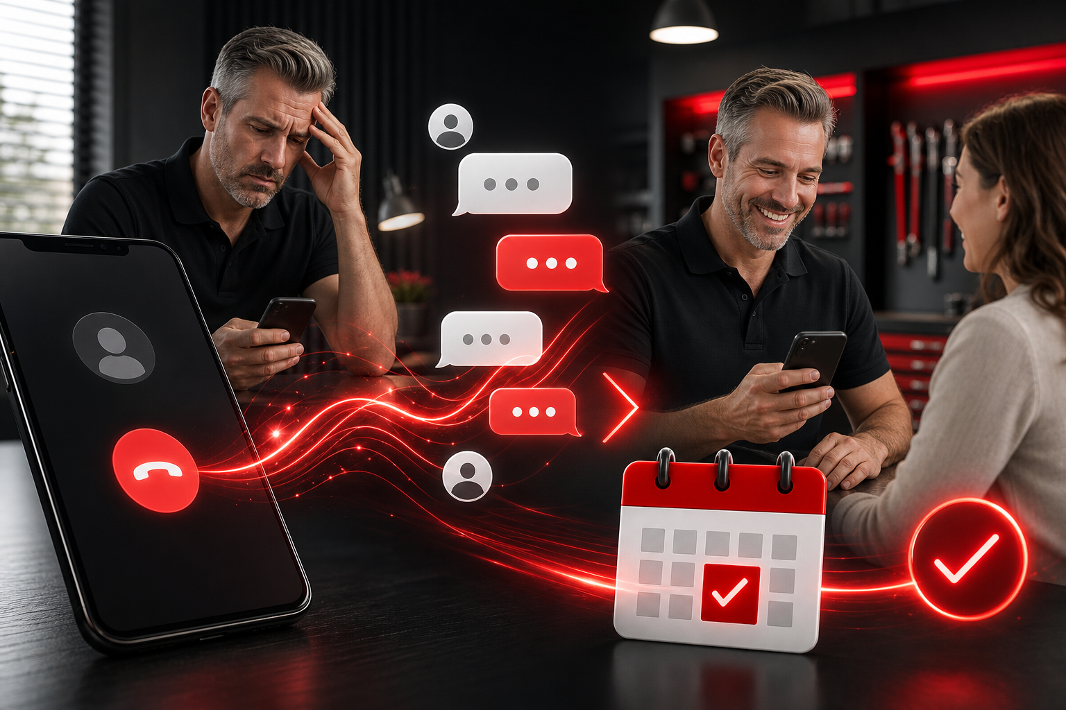 6945-missed-call-texting Automated missed-call text message recovering a local customer appointment